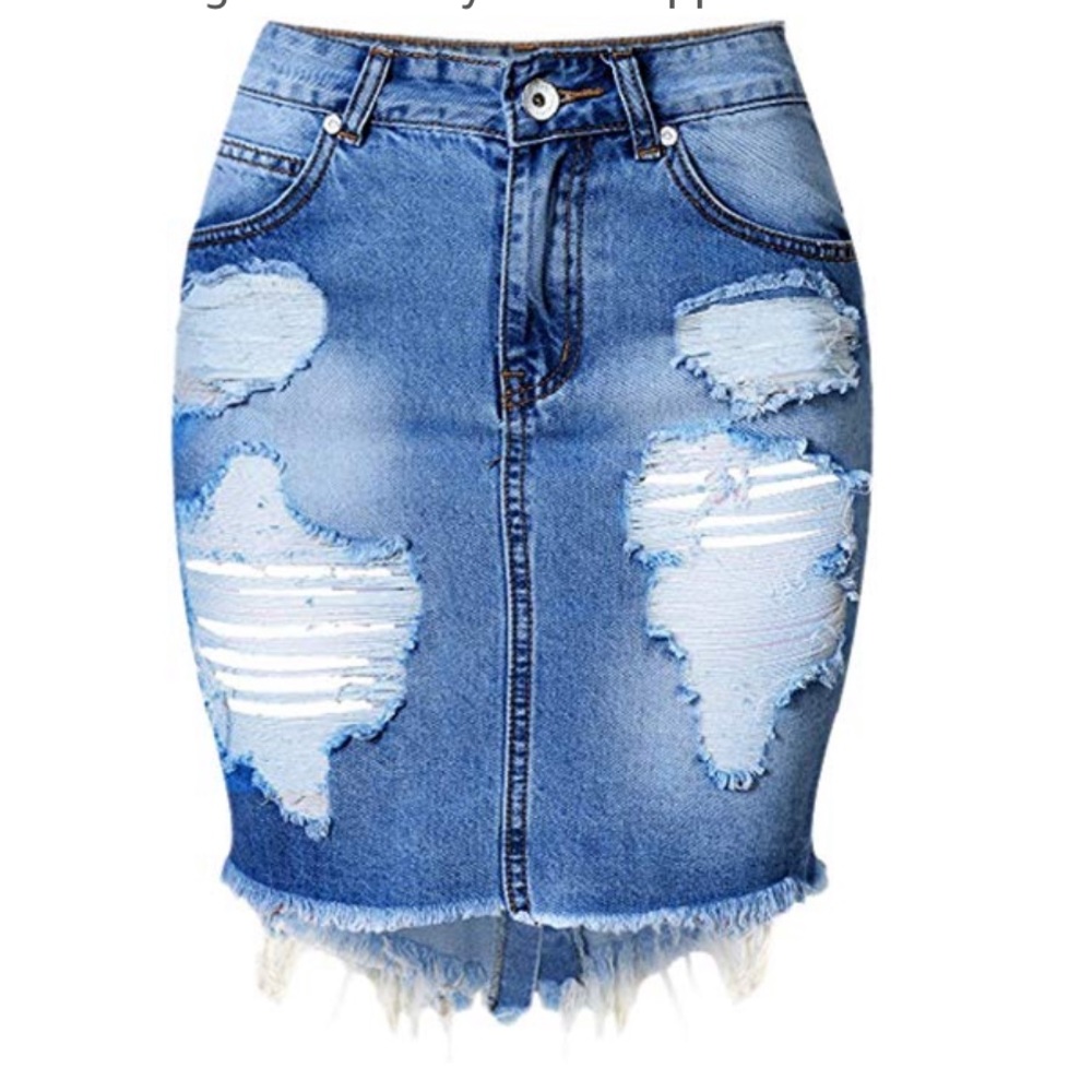 Distressed Denim skirt